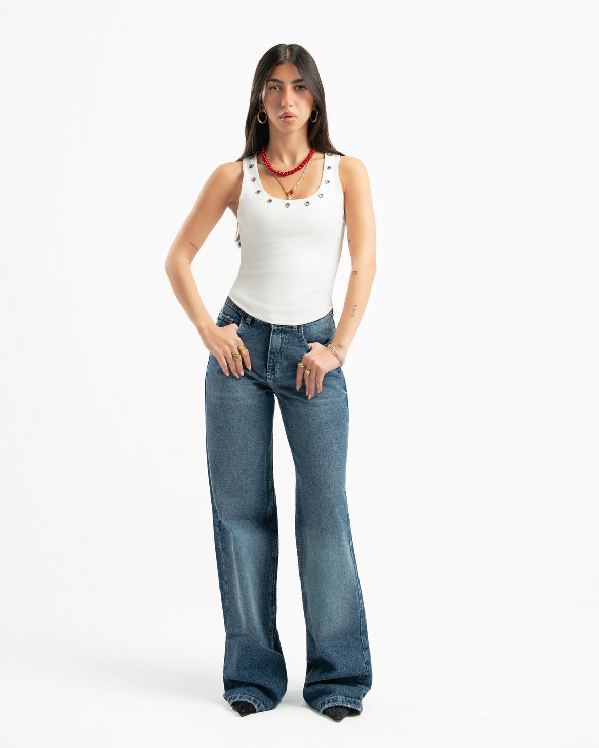 Mid Blue Women Straight Jeans