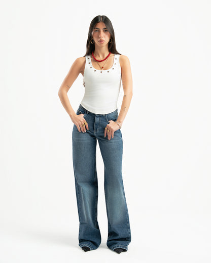Mid Blue Women Straight Jeans