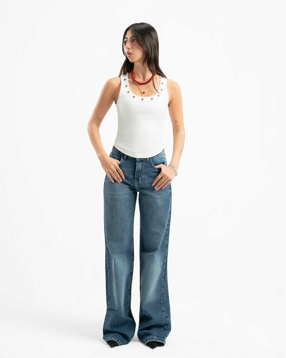 Mid Blue Women Straight Jeans