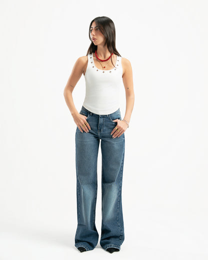 Mid Blue Women Straight Jeans