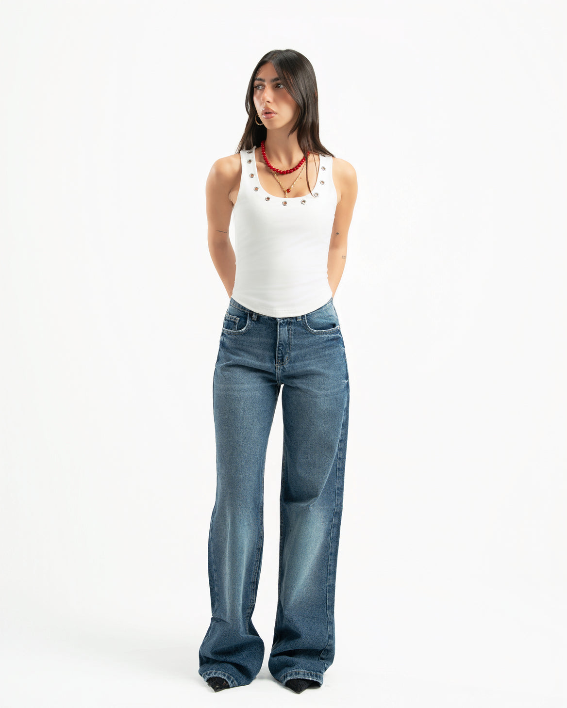 Mid Blue Women Straight Jeans