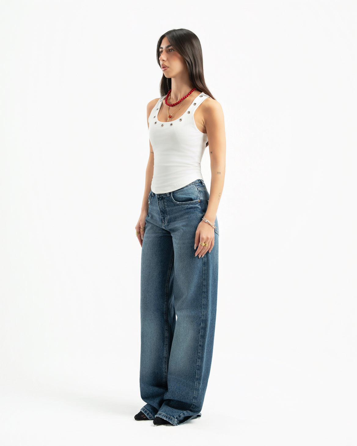 Mid Blue Women Straight Jeans