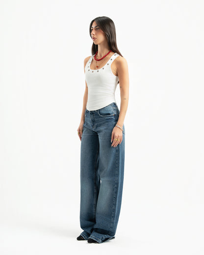 Mid Blue Women Straight Jeans