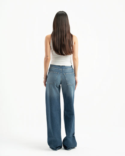 Mid Blue Women Straight Jeans