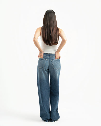 Mid Blue Women Straight Jeans