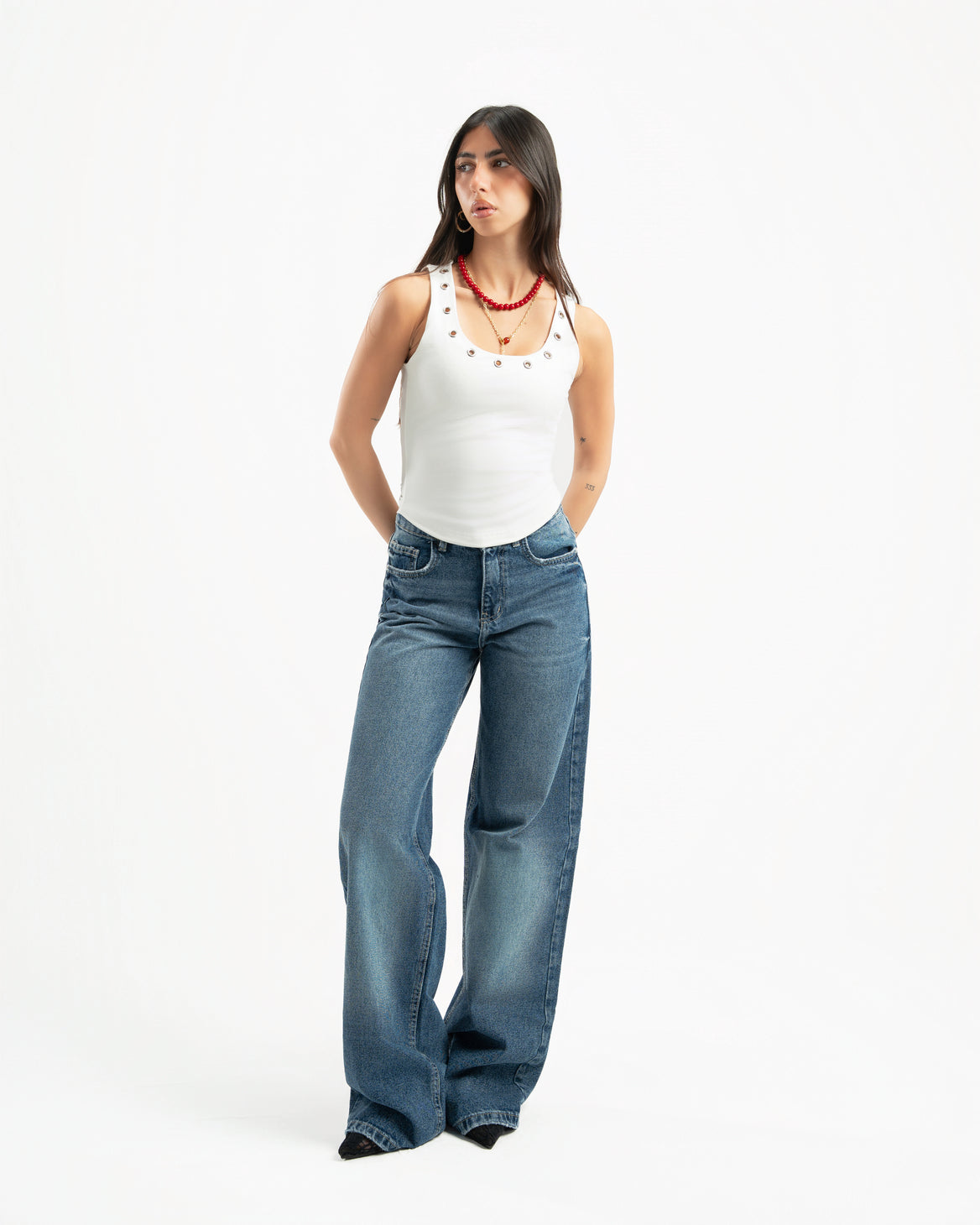 Mid Blue Women Straight Jeans