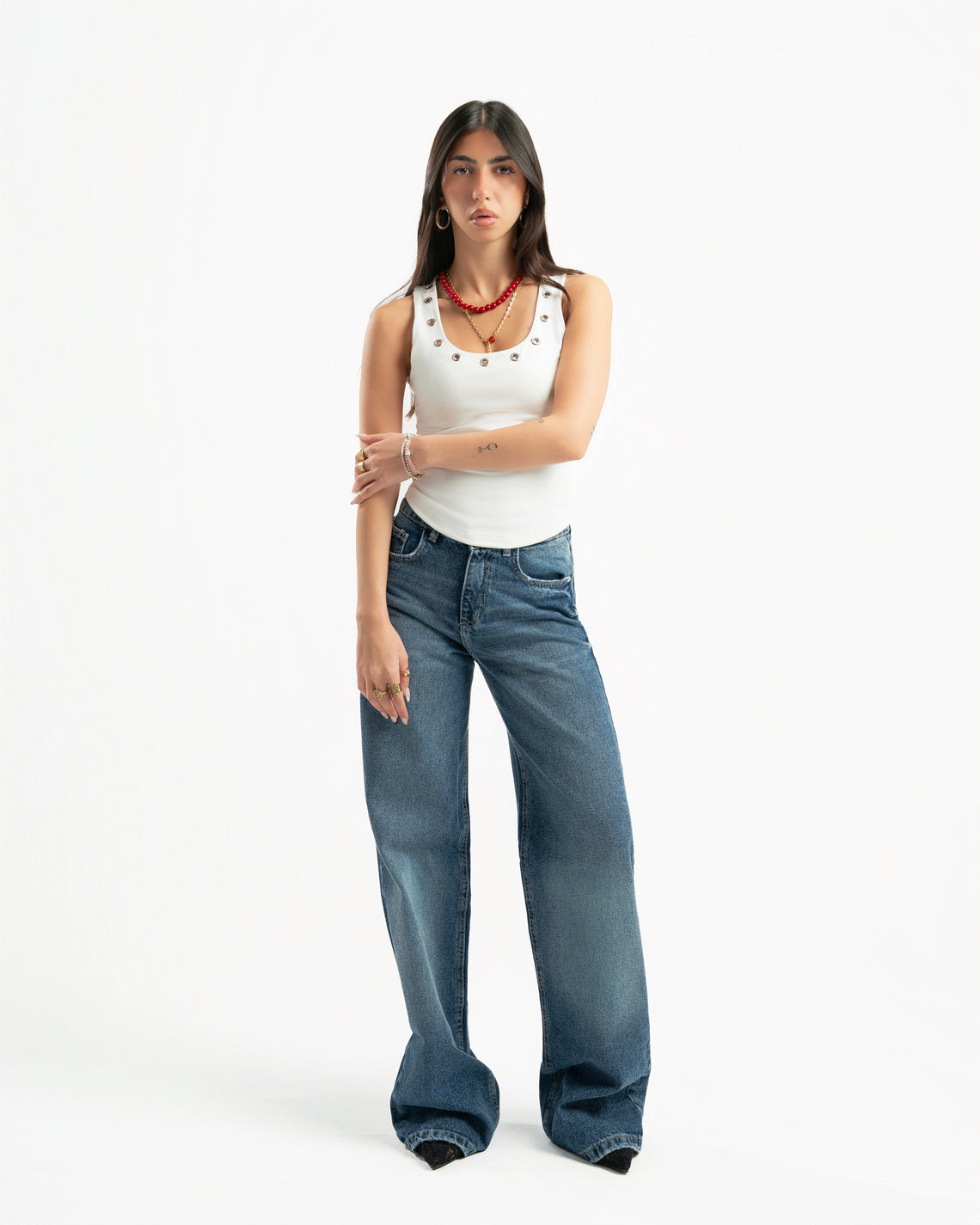 Mid Blue Women Straight Jeans