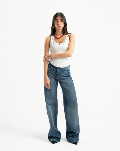 Mid Blue Women Straight Jeans