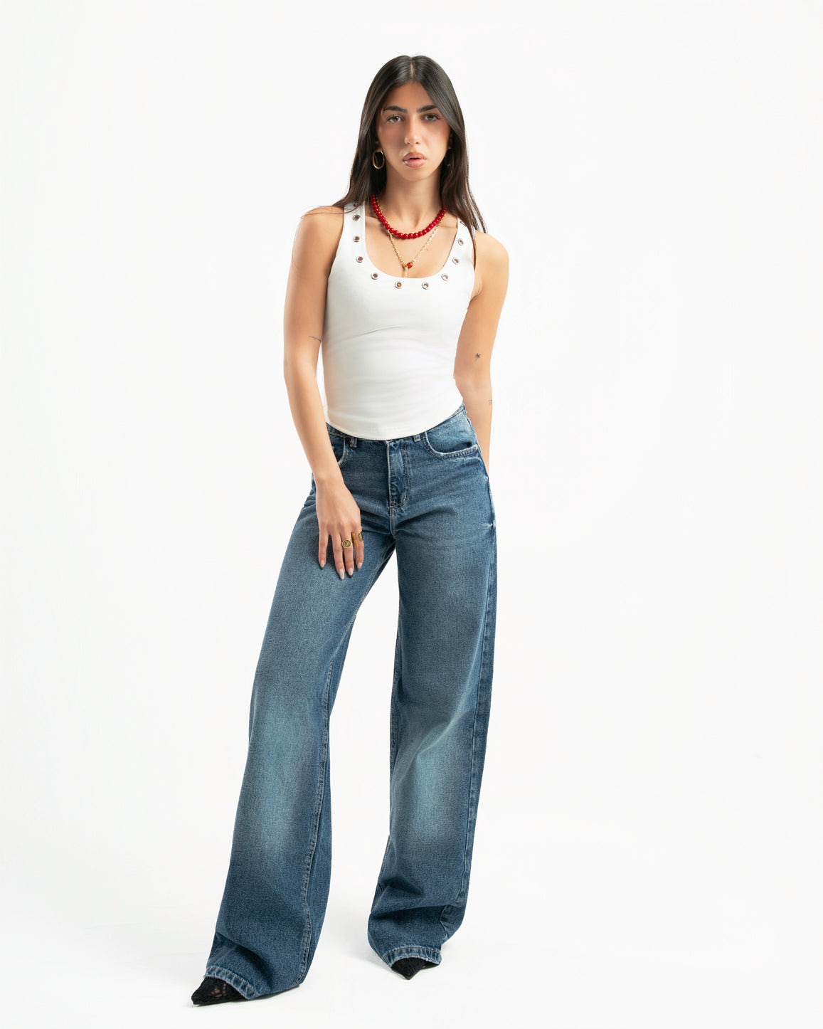 Mid Blue Women Straight Jeans