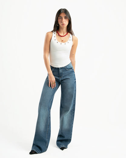 Mid Blue Women Straight Jeans