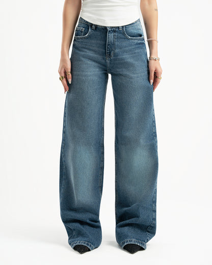 Mid Blue Women Straight Jeans