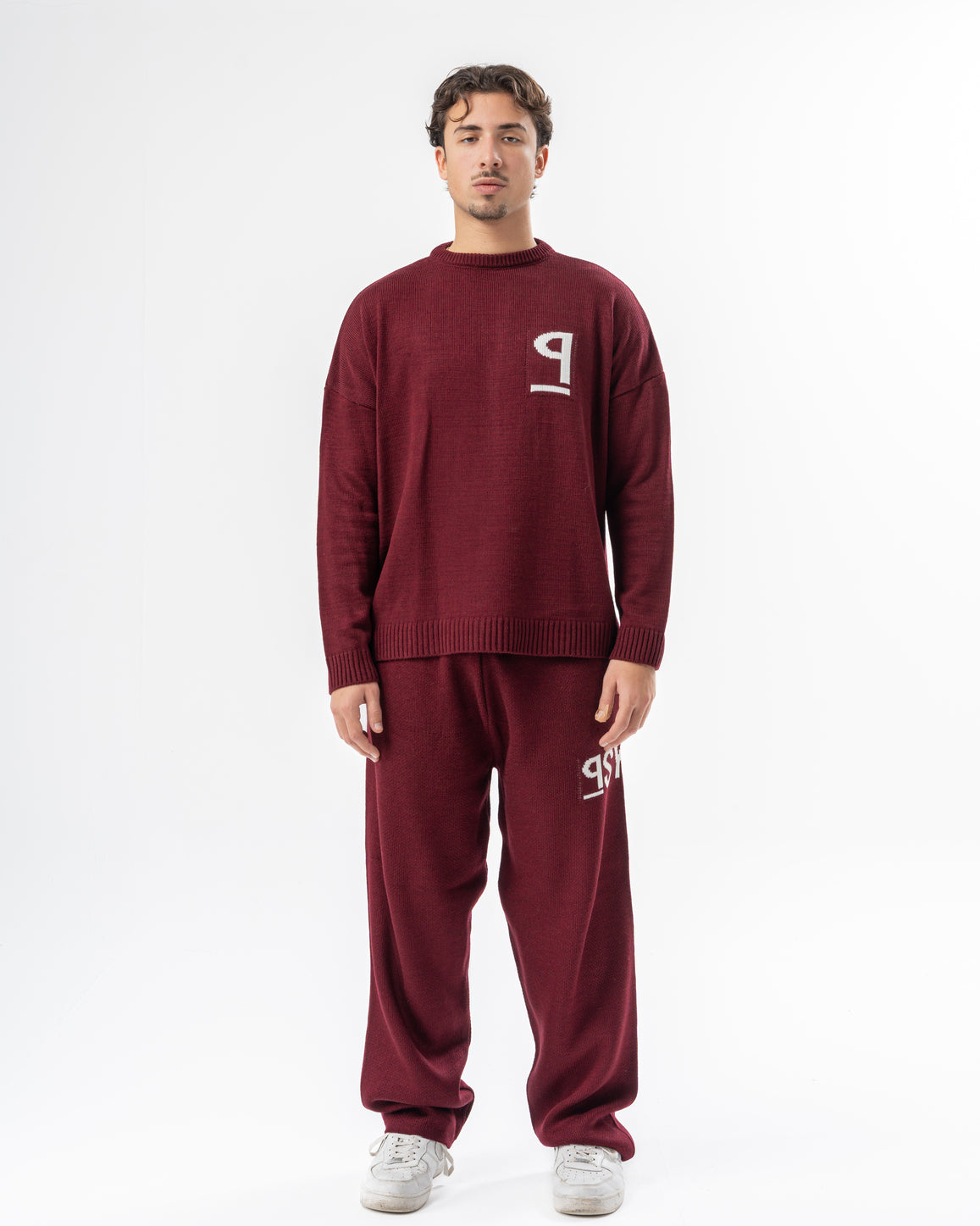 PSYCH BURGUNDY KNITTED CREWNECK