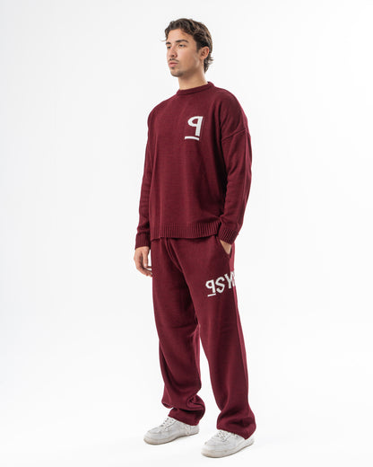 PSYCH BURGUNDY KNITTED CREWNECK