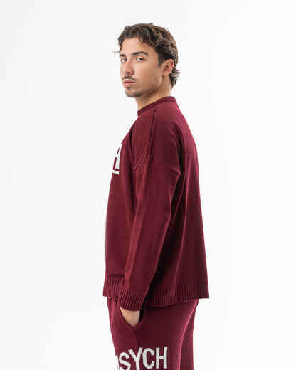 PSYCH BURGUNDY KNITTED CREWNECK