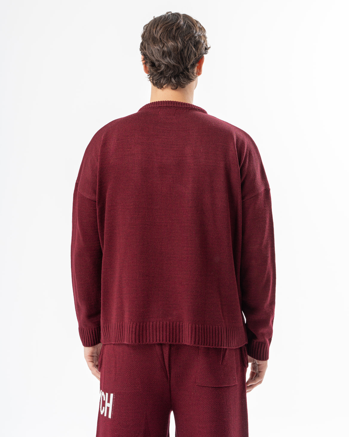 PSYCH BURGUNDY KNITTED CREWNECK