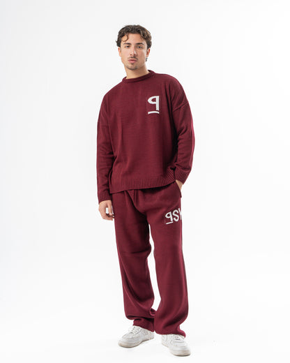 PSYCH BURGUNDY KNITTED CREWNECK