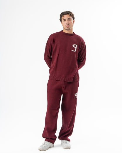 PSYCH BURGUNDY KNITTED CREWNECK