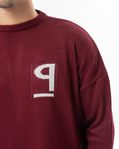 PSYCH BURGUNDY KNITTED CREWNECK