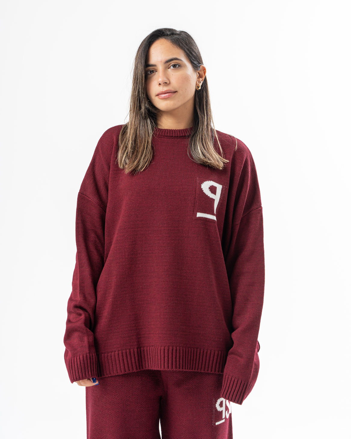 PSYCH BURGUNDY KNITTED CREWNECK