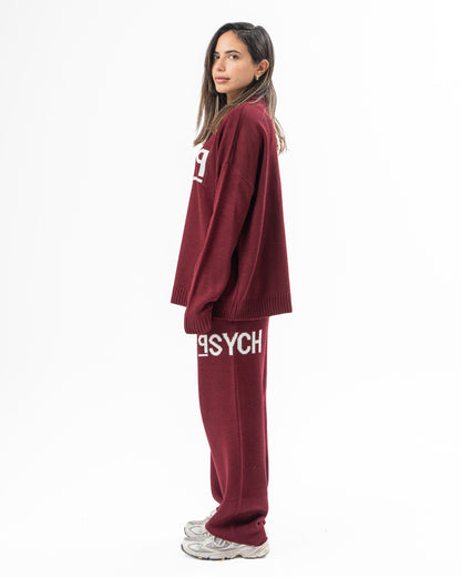 PSYCH BURGUNDY KNITTED CREWNECK