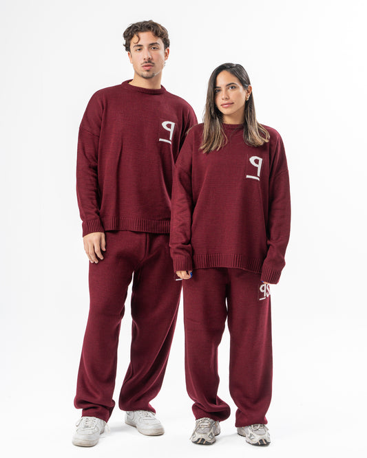 PSYCH BURGUNDY KNITTED PANTS