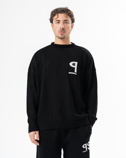 PSYCH BLACK KNITTED CREWNECK