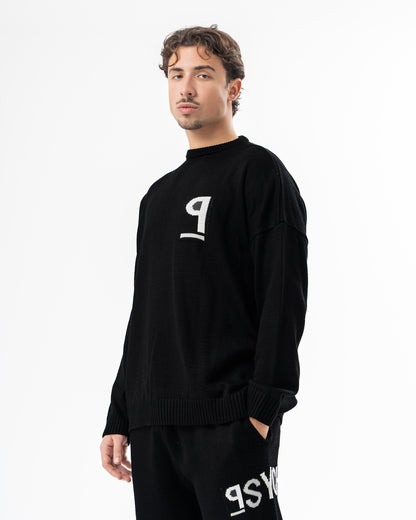 PSYCH BLACK KNITTED CREWNECK