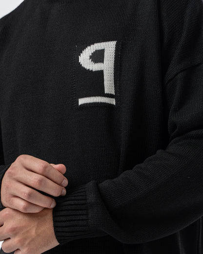 PSYCH BLACK KNITTED CREWNECK