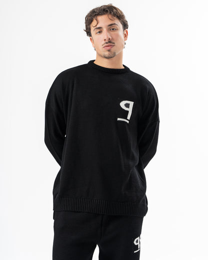 PSYCH BLACK KNITTED CREWNECK