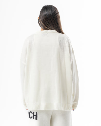 PSYCH WHITE KNITTED CREWNECK