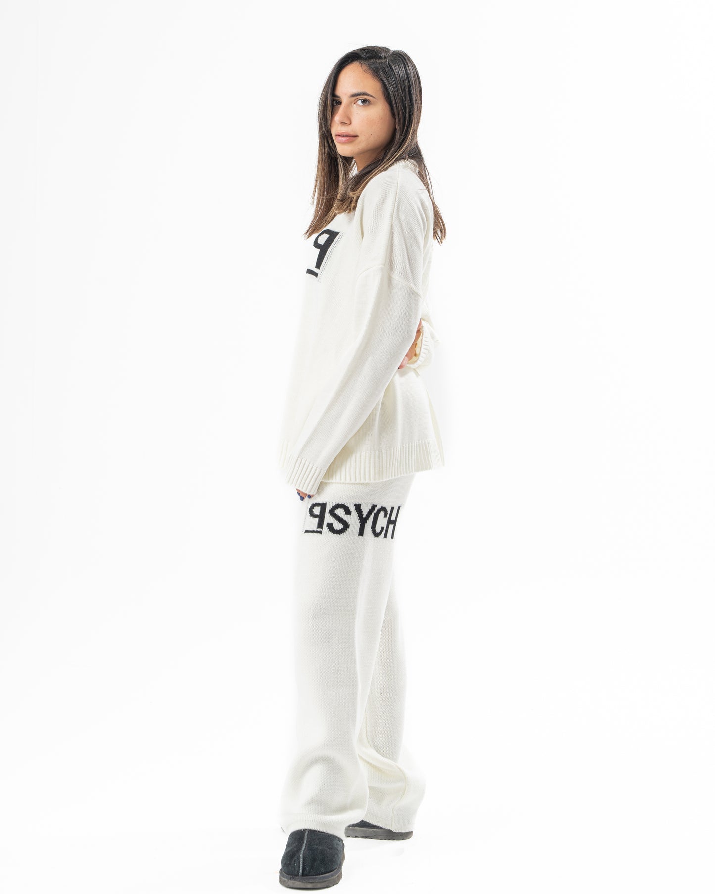 PSYCH WHITE KNITTED CREWNECK