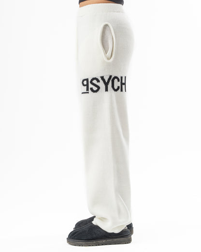 PSYCH WHITE KNITTED PANTS