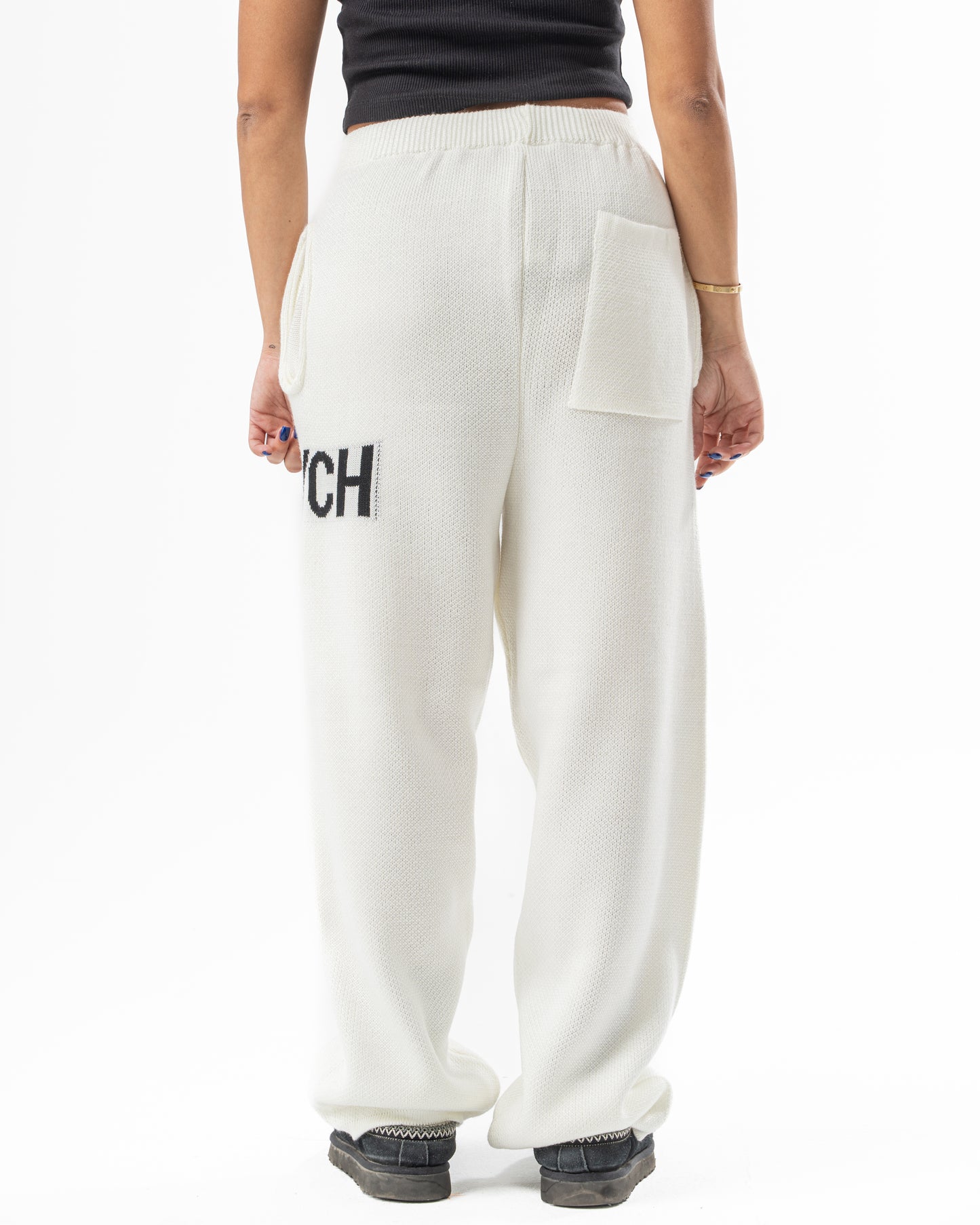 PSYCH WHITE KNITTED PANTS