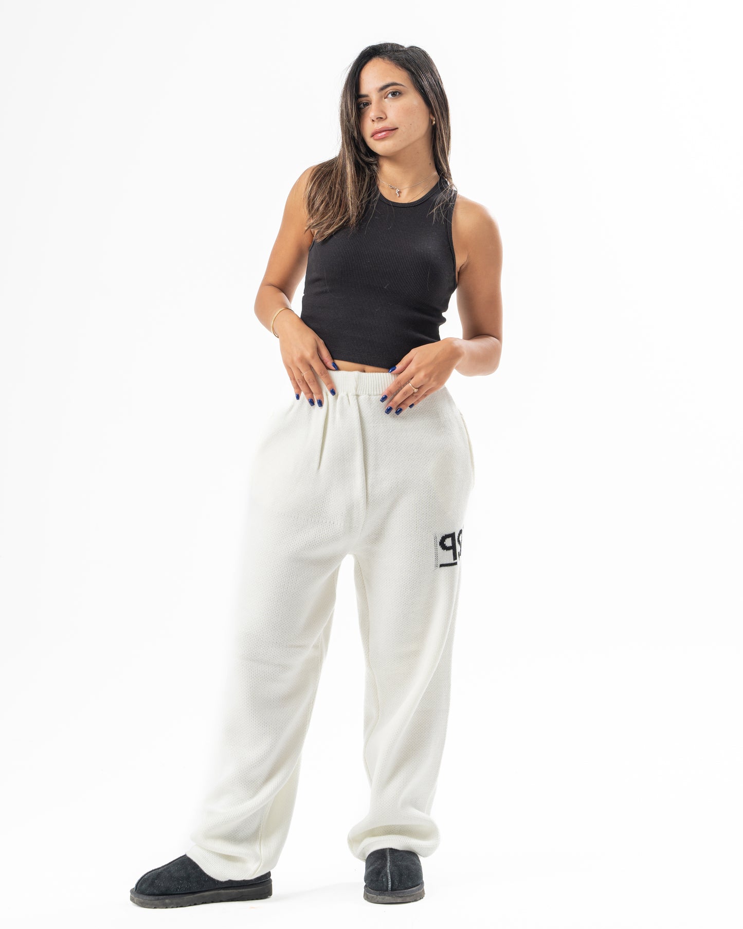 PSYCH WHITE KNITTED PANTS