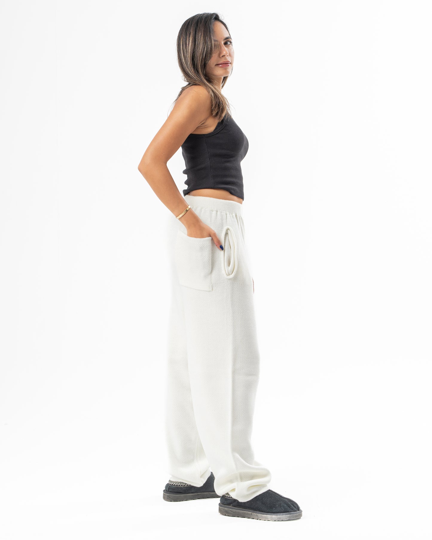 PSYCH WHITE KNITTED PANTS