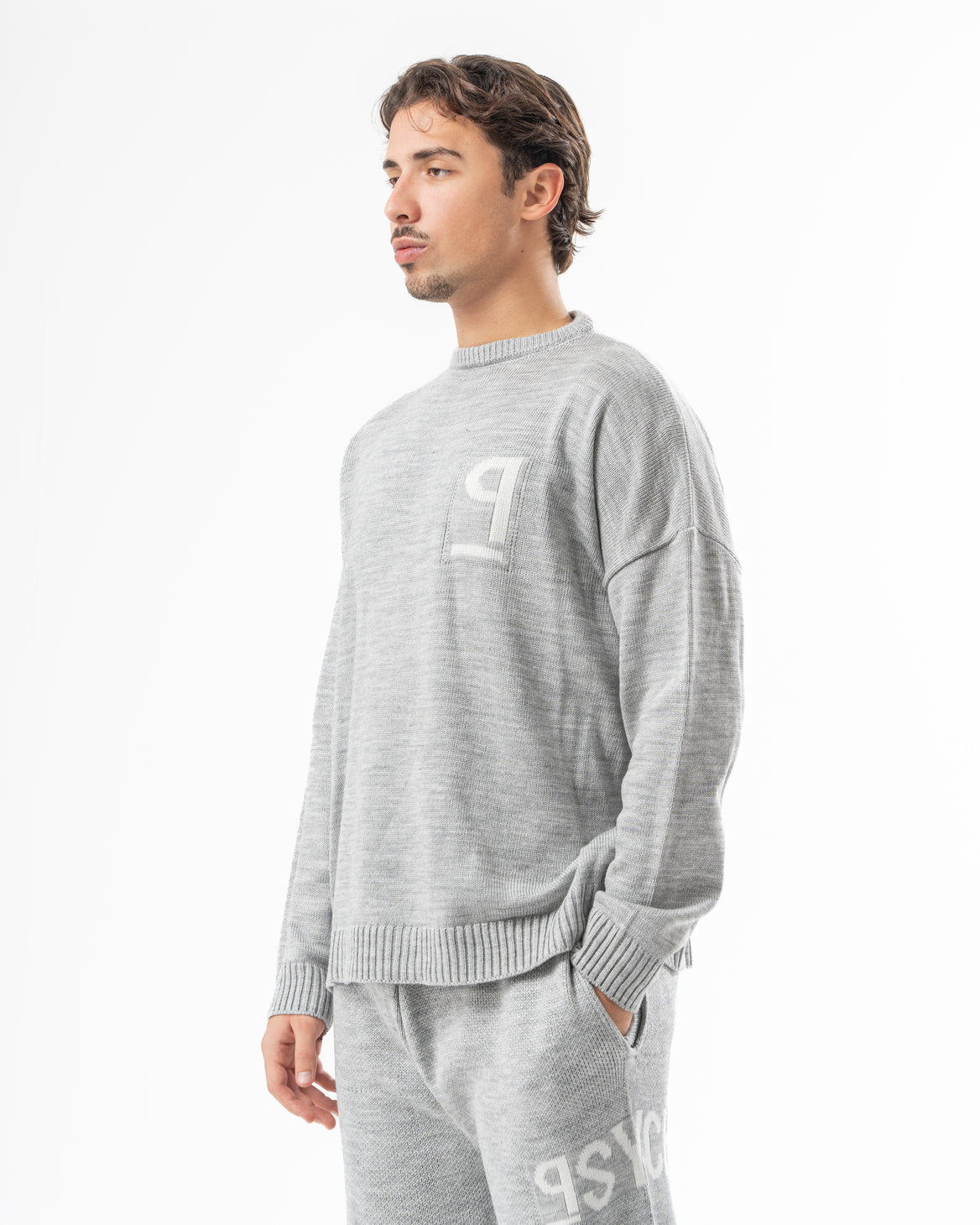 PSYCH GREY KNITTED CREWNECK