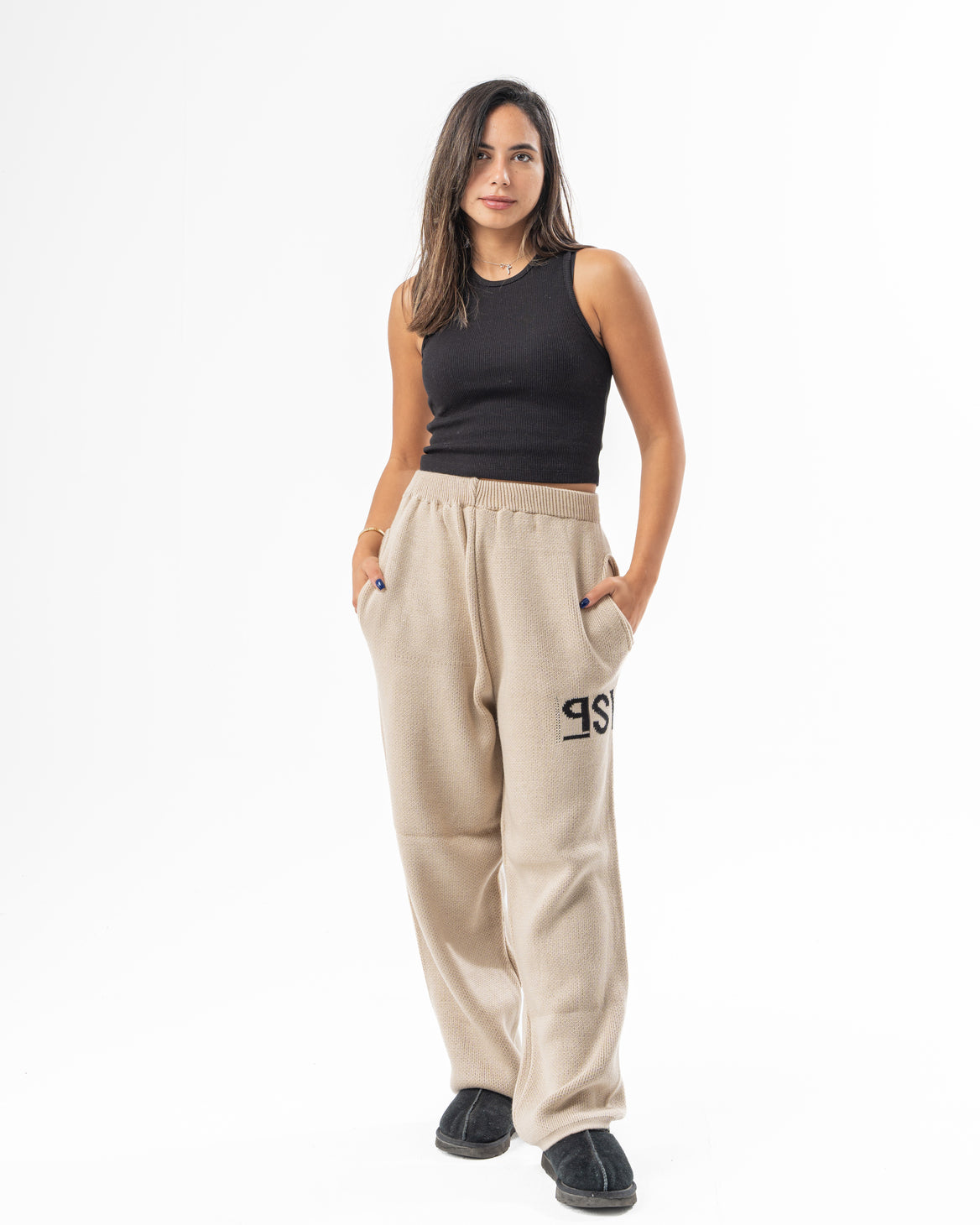 PSYCH BEIGE KNITTED PANTS