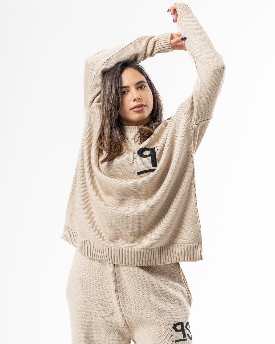 PSYCH BEIGE KNITTED CREWNECK