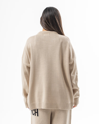 PSYCH BEIGE KNITTED CREWNECK