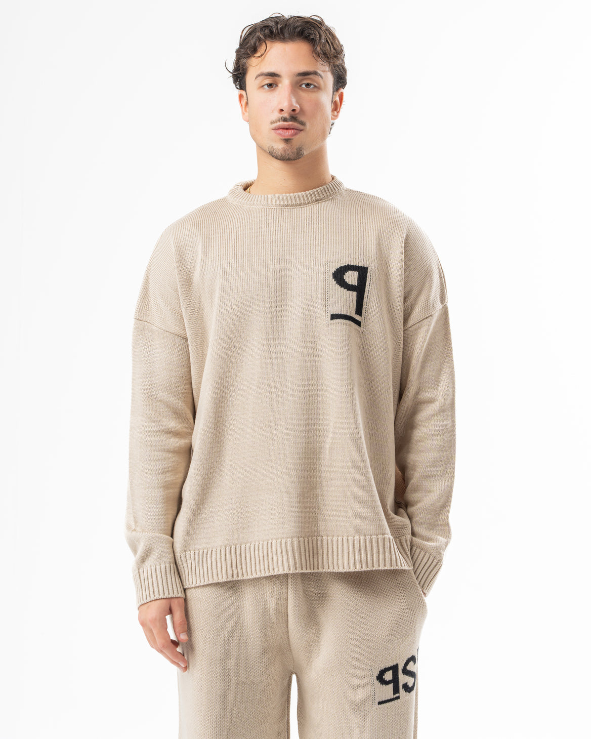 PSYCH BEIGE KNITTED CREWNECK