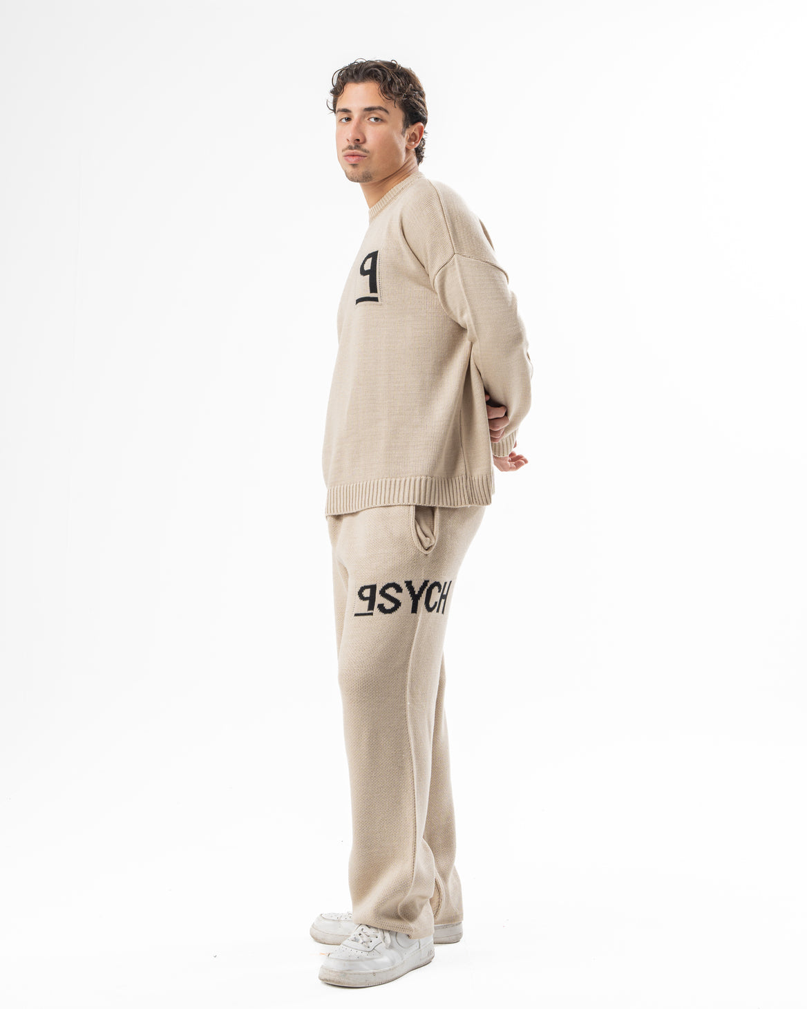 PSYCH BEIGE KNITTED CREWNECK