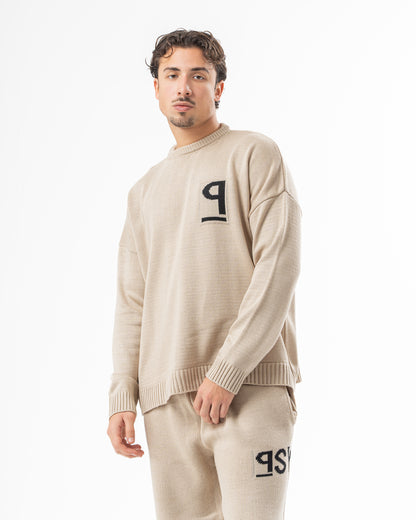 PSYCH BEIGE KNITTED CREWNECK