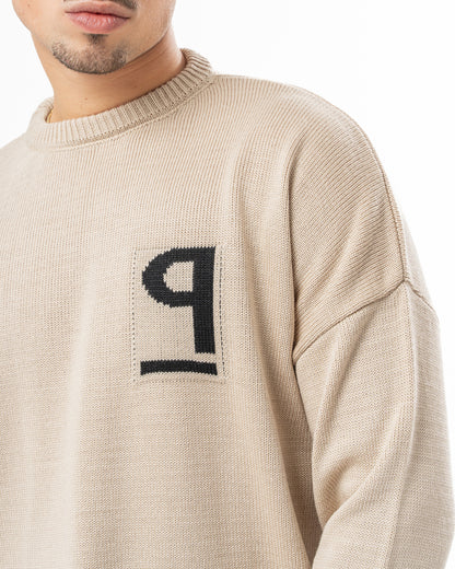 PSYCH BEIGE KNITTED CREWNECK