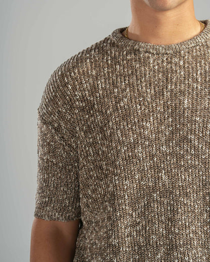 Brown Snowfleck Knit Tee