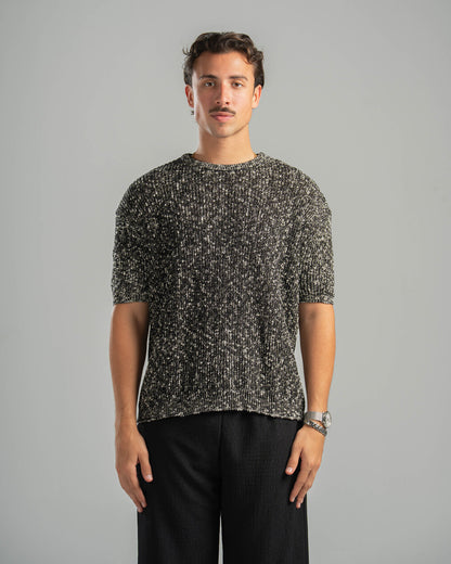 Black Snowfleck Knit Tee