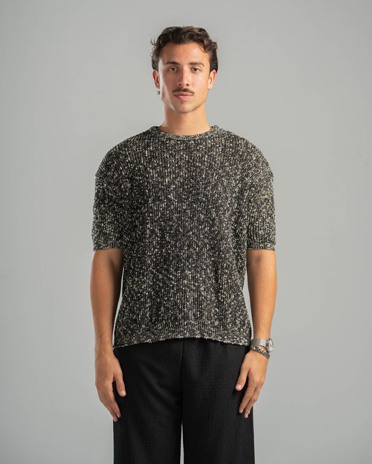 Black Snowfleck Knit Tee