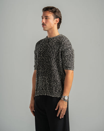 Black Snowfleck Knit Tee