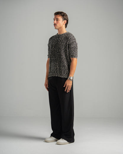 Black Snowfleck Knit Tee