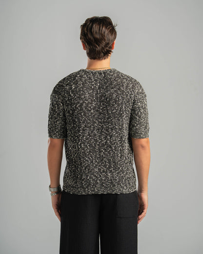 Black Snowfleck Knit Tee
