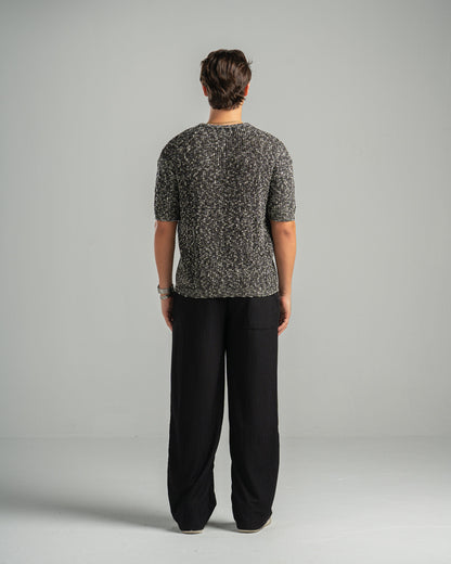 Black Snowfleck Knit Tee